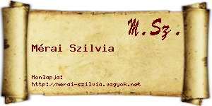 Mérai Szilvia névjegykártya